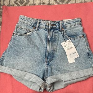 Zara Mom Fit Hi Rise Bermuda Shorts